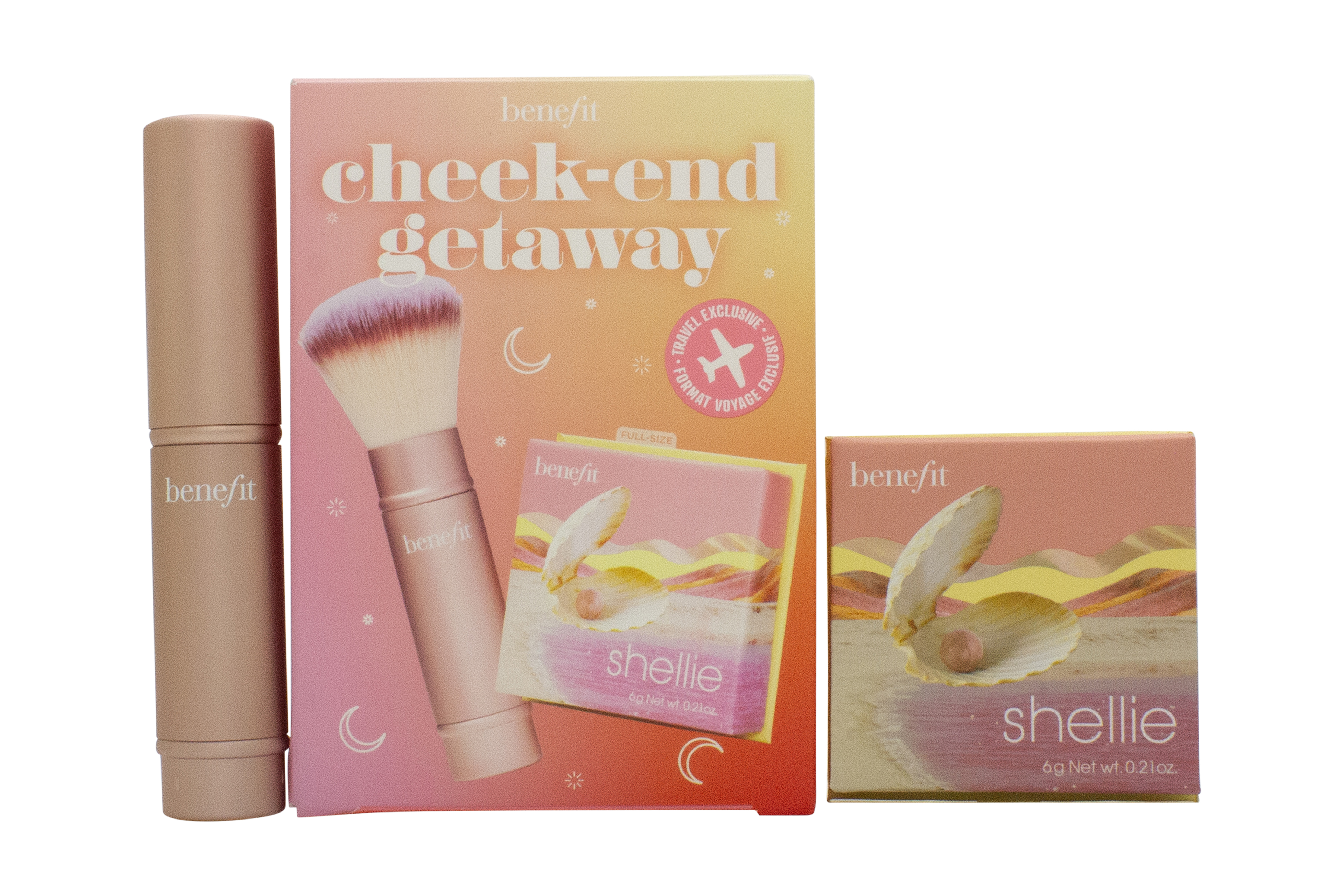 Benefit Shellie Blush Cheek-End Getaway Set 6g Shellie Blush + Multitasking Brush
