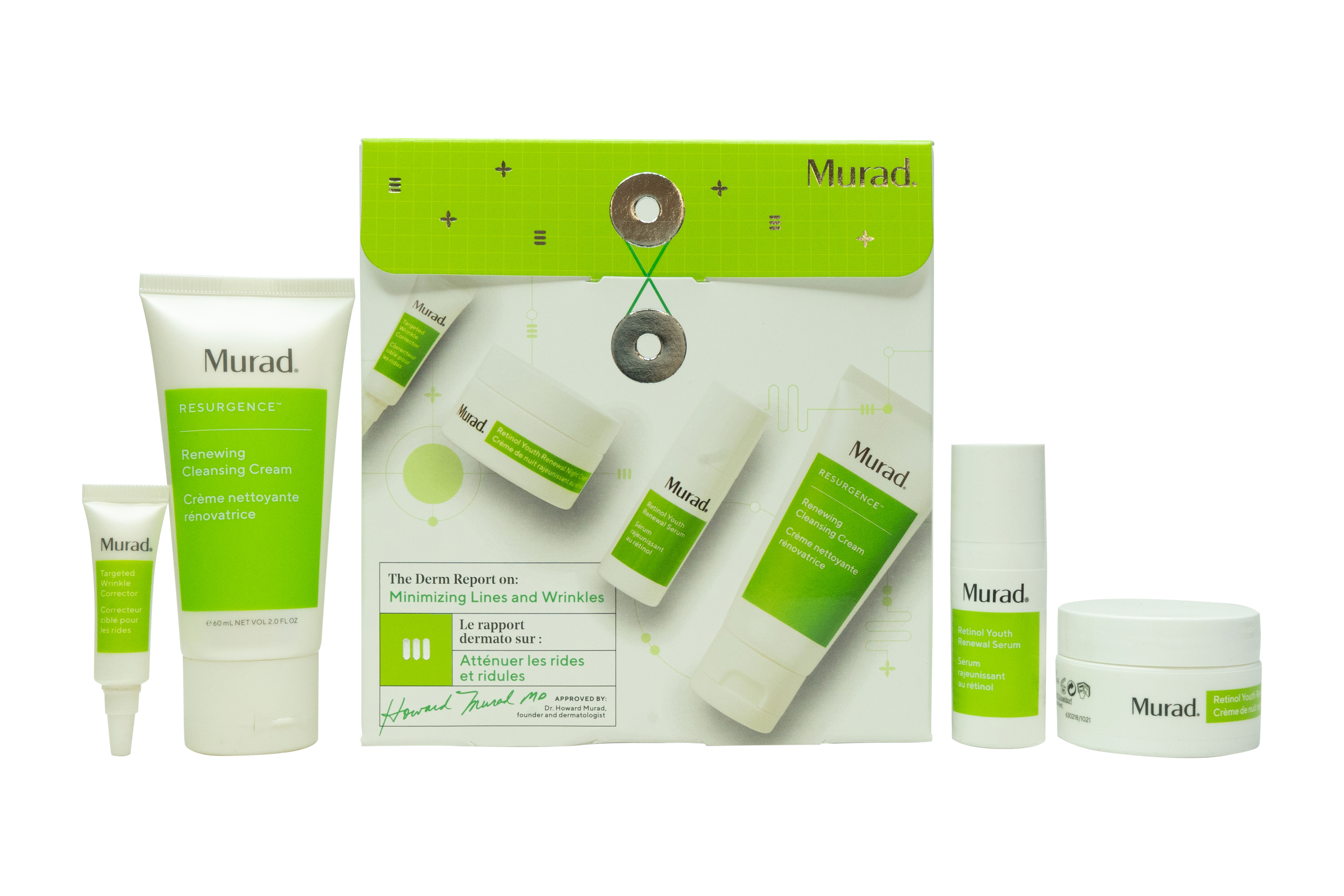 Murad The Derm Report Minimising Lines and Wrinkles 60ml Cleansing Cream + 3ml Wrinkle Corrector + 10ml Serum + 15ml Night Cream