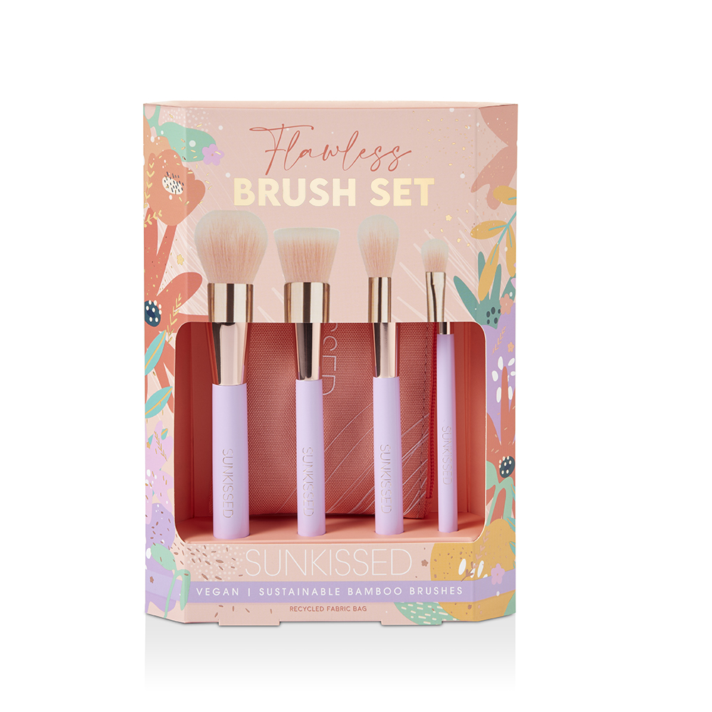 Sunkissed Flawless Brush Set 5 Pieces (This set contains:Blusher BrushPowder BrushBlending BrushEyeshadow BrushCosmetic Bag)