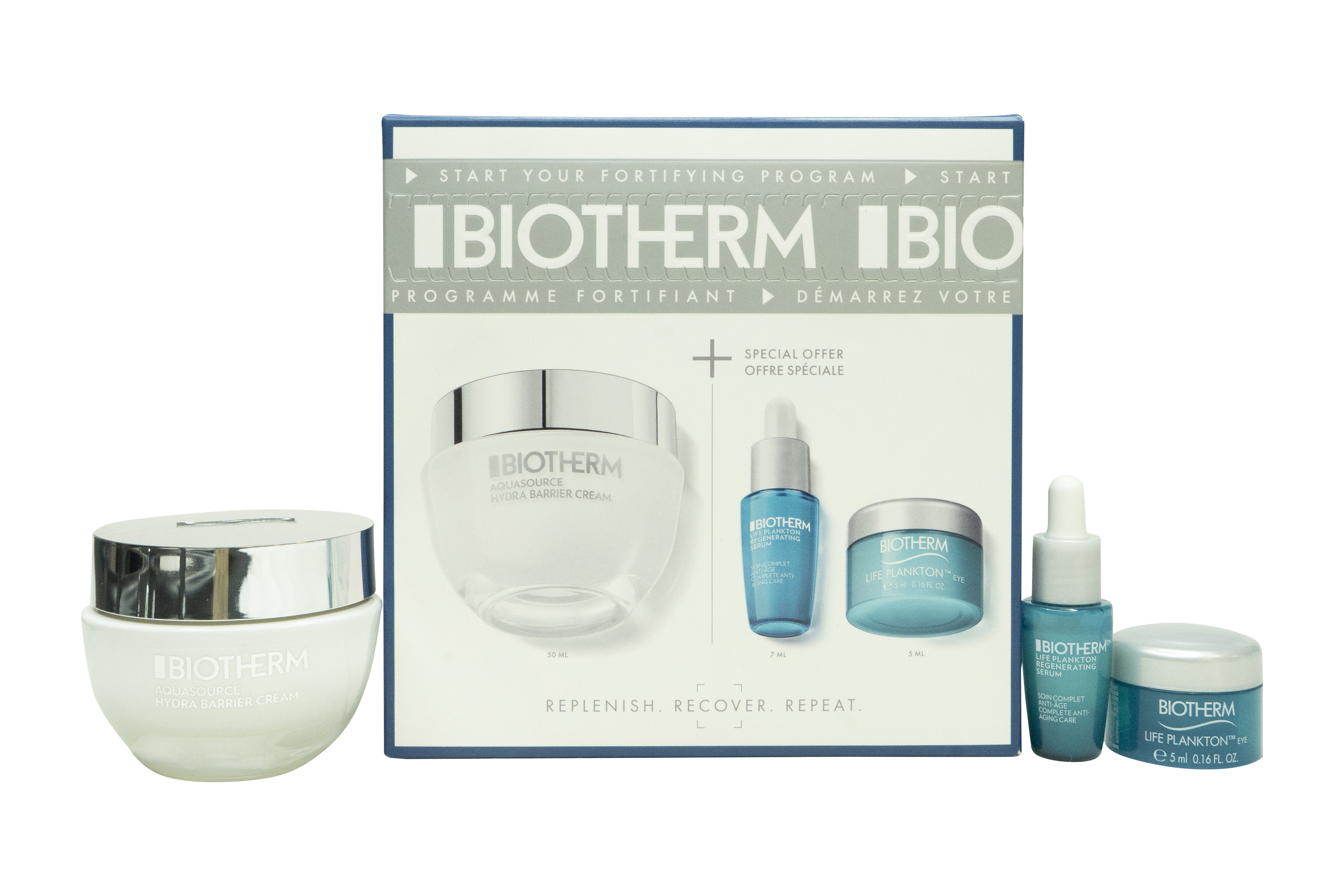 Biotherm Aquasource Hydra Barrier Routine set Hydra Barrier Cream 50ml + Life Plankton Regenerating Moisturising Serum 7ml + Life Plankton Eye cream 5ml