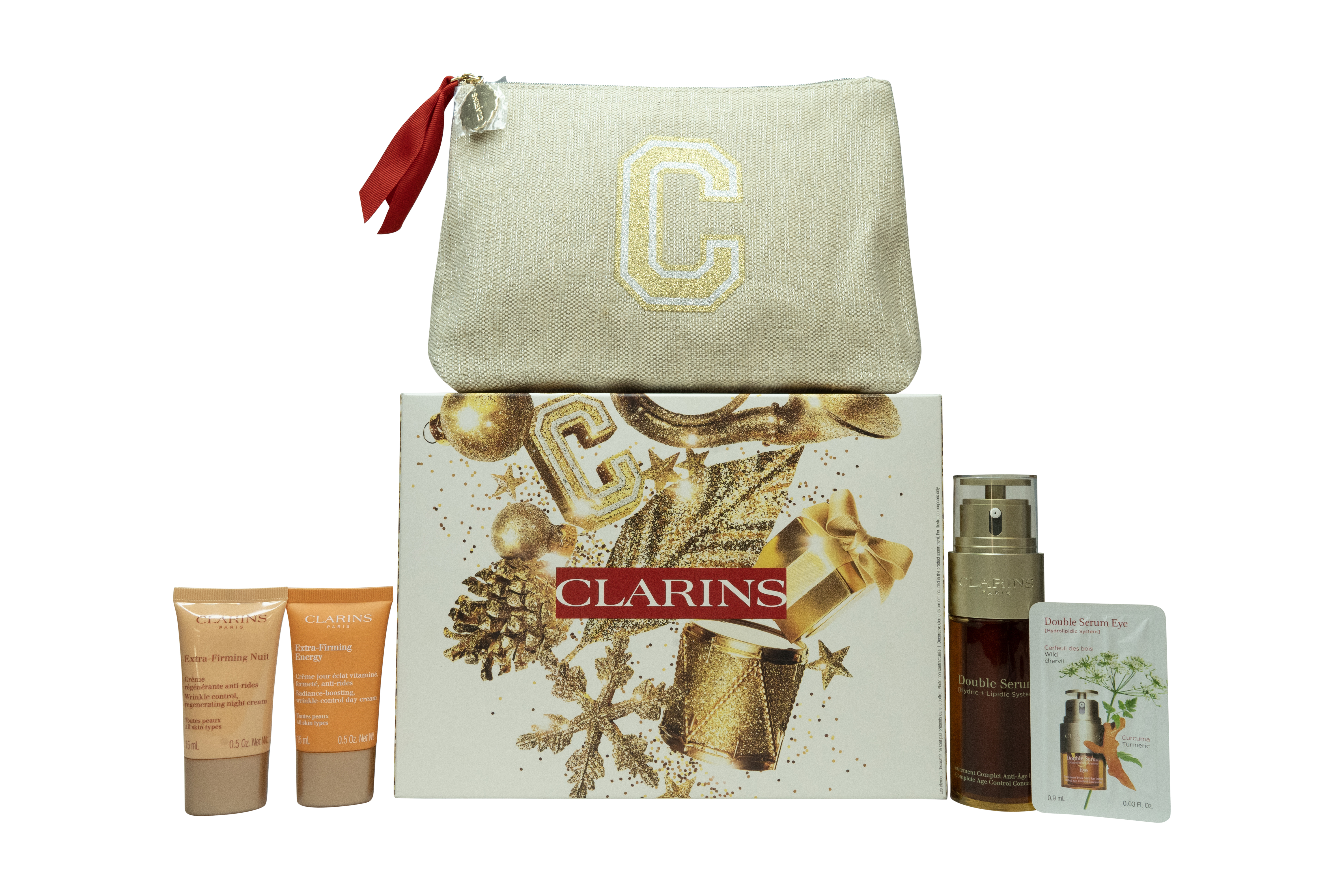 Clarins Double Serum Gift Set 50ml Double Serum + 15ml Extra Firming Energy + 15ml Extra Firming Nuit + 0.9ml Double Serum Eye