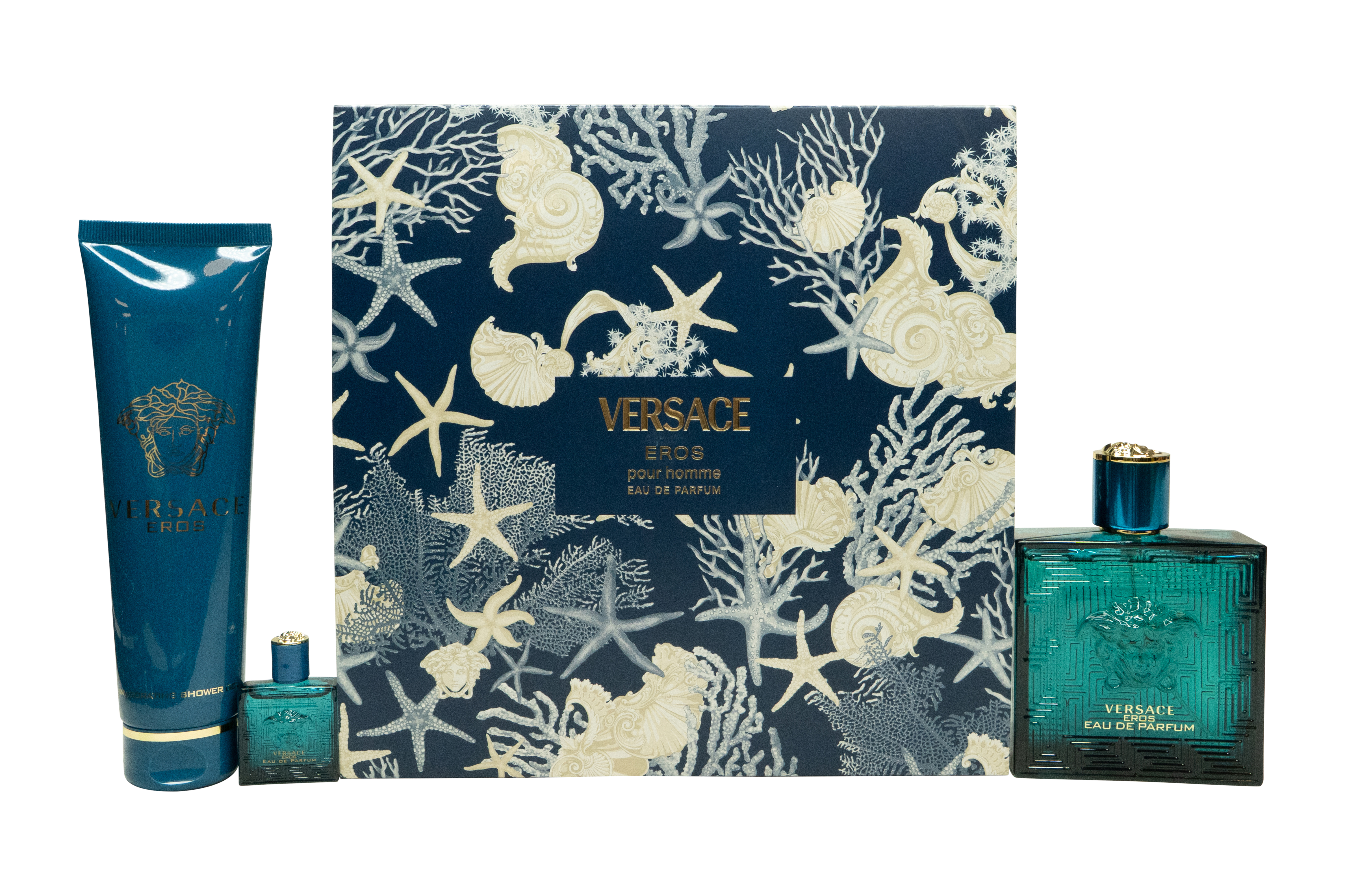 Versace Eros Gift Set 100ml EDP + 5ml EDP + 150ml Bath and Shower Gel