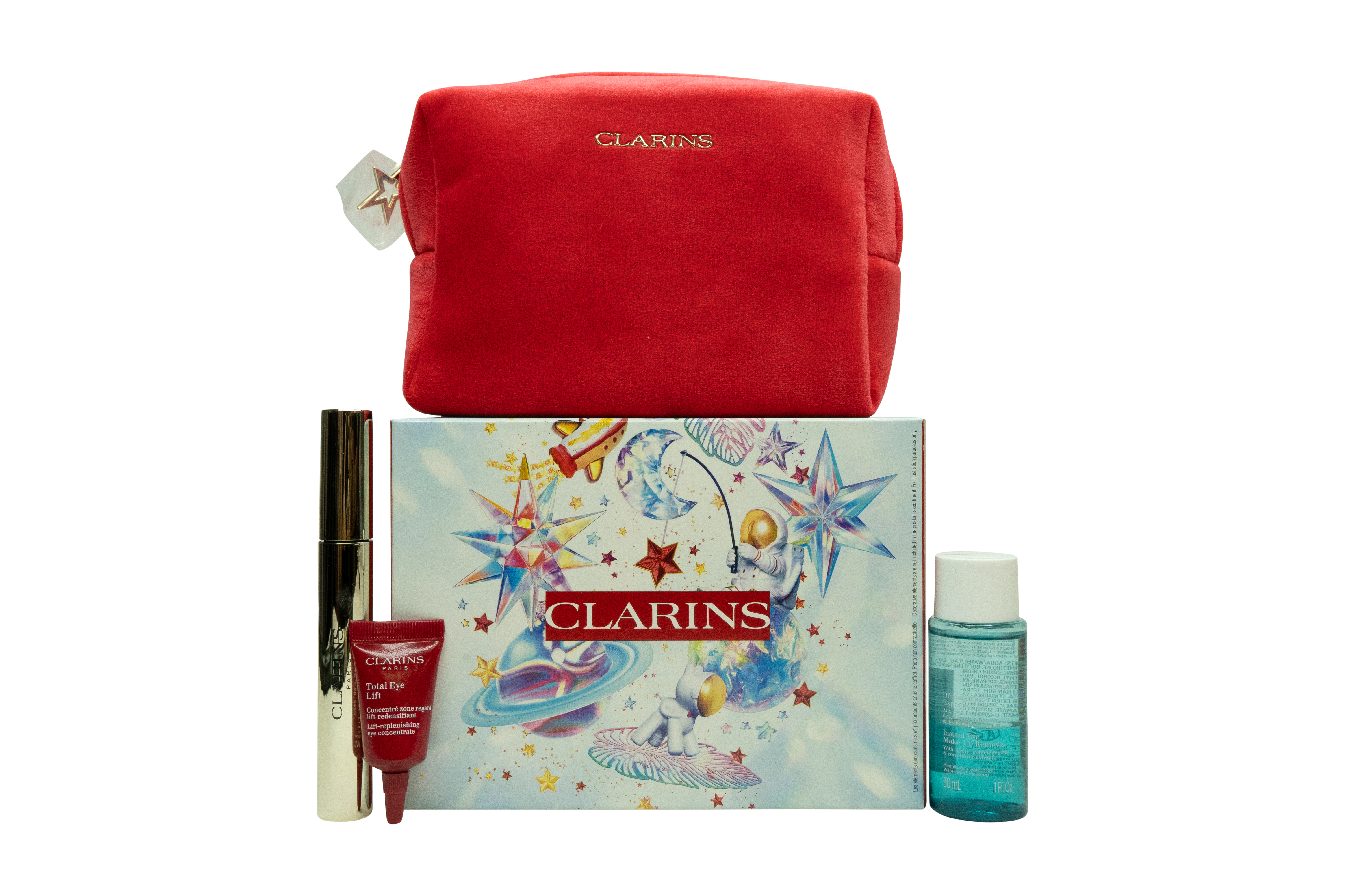 Clarins All About Eyes Gift Set 8ml Supra Volume Mascara + 30ml Instant Eye Make-Up Remover + 3ml Total Eye Lift