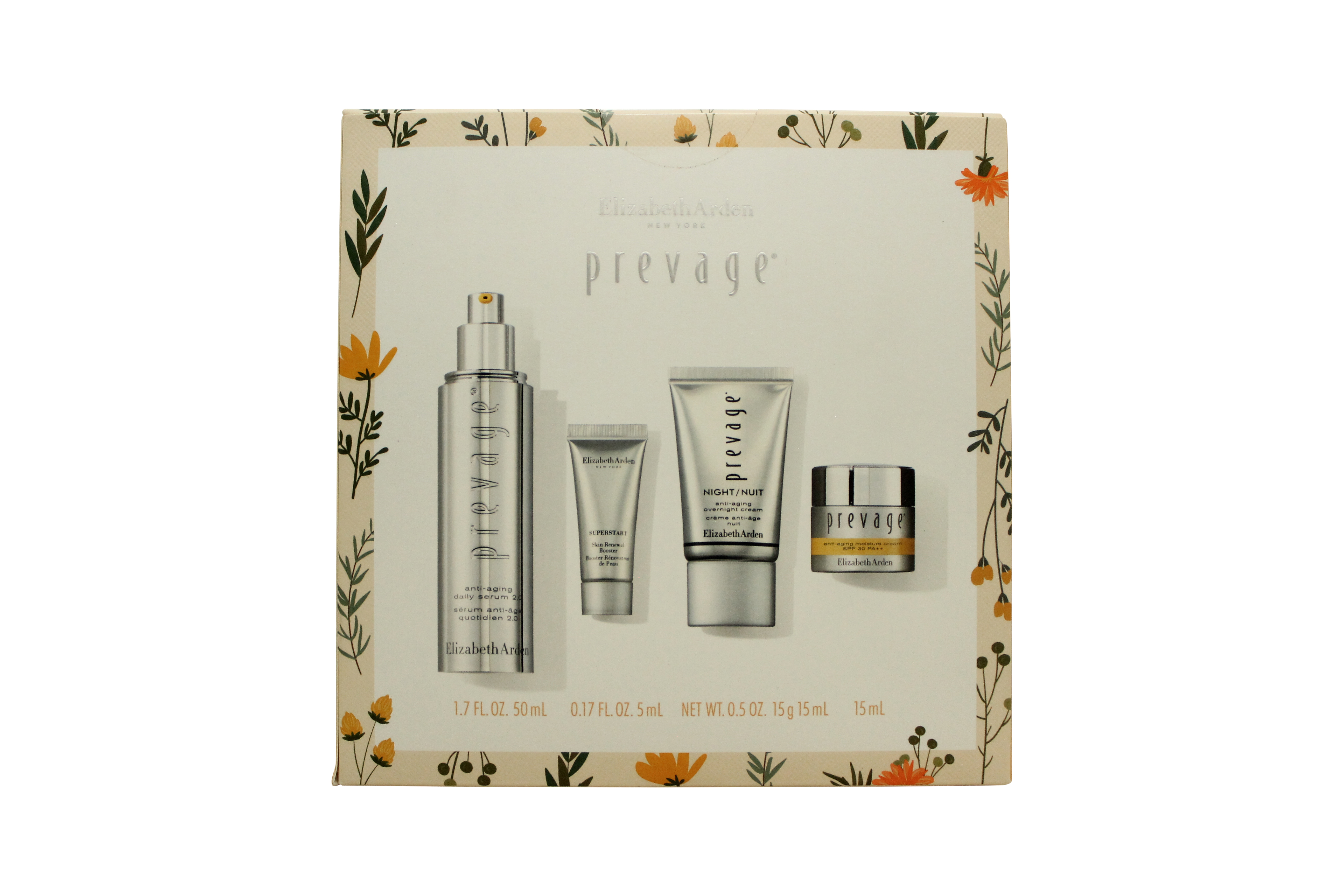 Elizabeth Arden Prevage Gift Set 50ml Prevage Anti-Aging Daily Serum 2.0 + 15ml Prevage Overnight Cream + 15ml Prevage Anti-Aging Moisture Cream SPF30 + 5ml Superstart Skin Renewal Booster