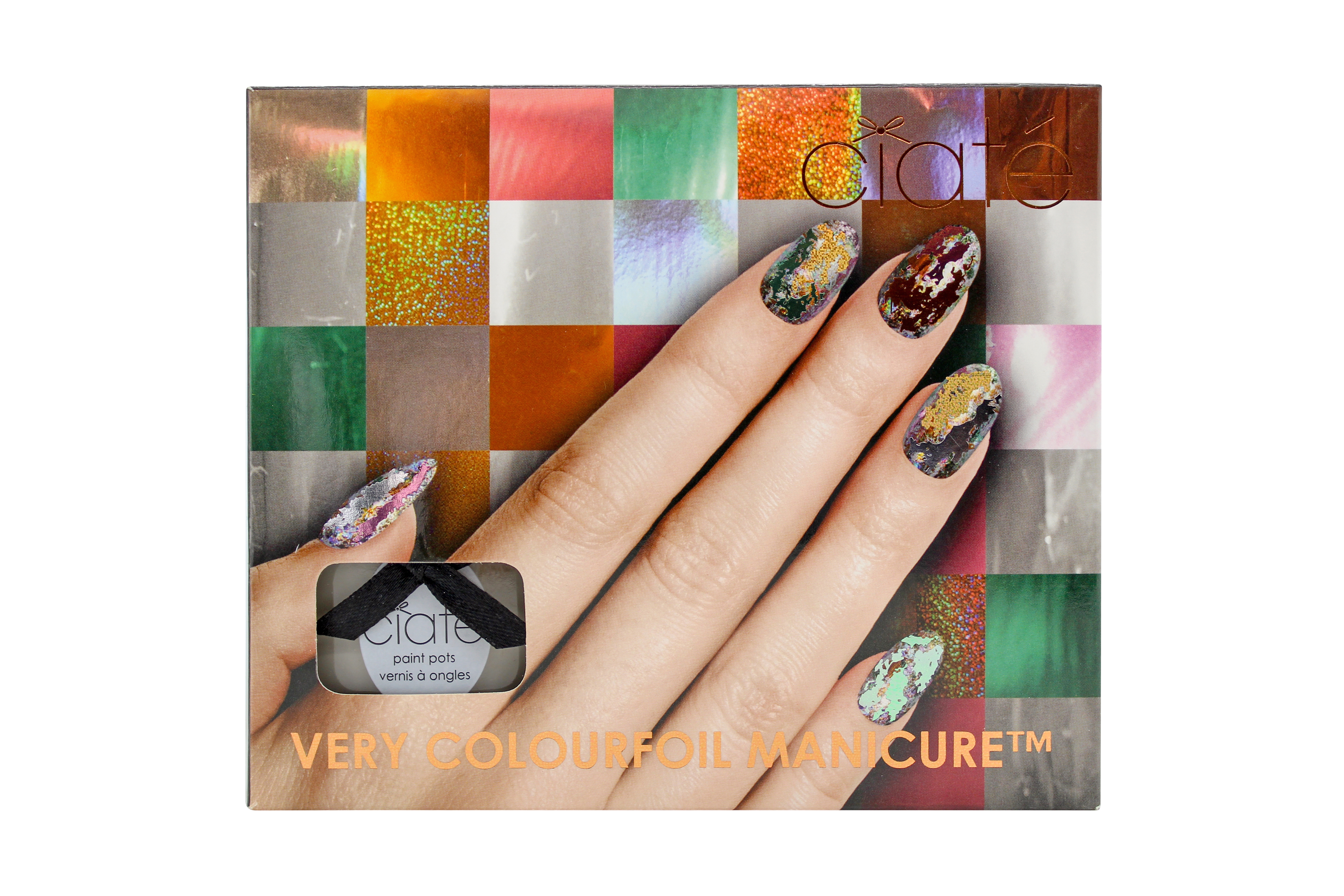 Ciaté Very Colourfoil Manicure Wonderland Gift Set 13.5ml Cream Soda Nail Polish 30x Metallic Foil Sheets in 6 Shades + 5ml Foil Fix Glue + Nail Wheel