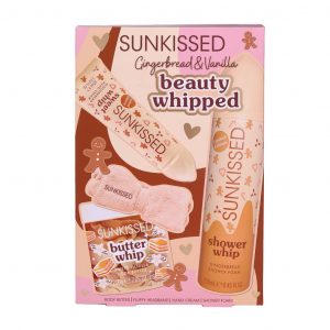 Sunkissed Gingerbread & Vanilla Beauty Whipped Gift Set 60ml Hand Cream + 200g Butter Whip Sweet Vanilla Body Butter + 250ml Shower Whip Gingerbread Shower Foam 1x Headband